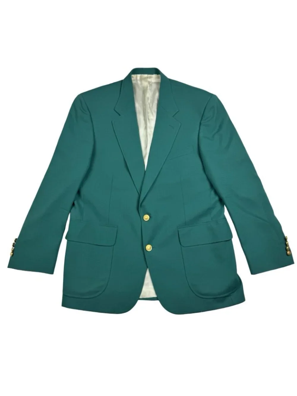 VTG Lands' End Men’s 100% Wool Gold Button Blazer Green • 42R